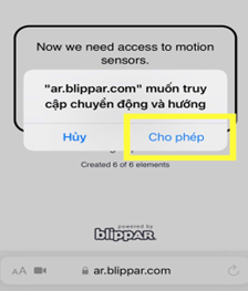 Cho phép truy cập chuyển động và hướng